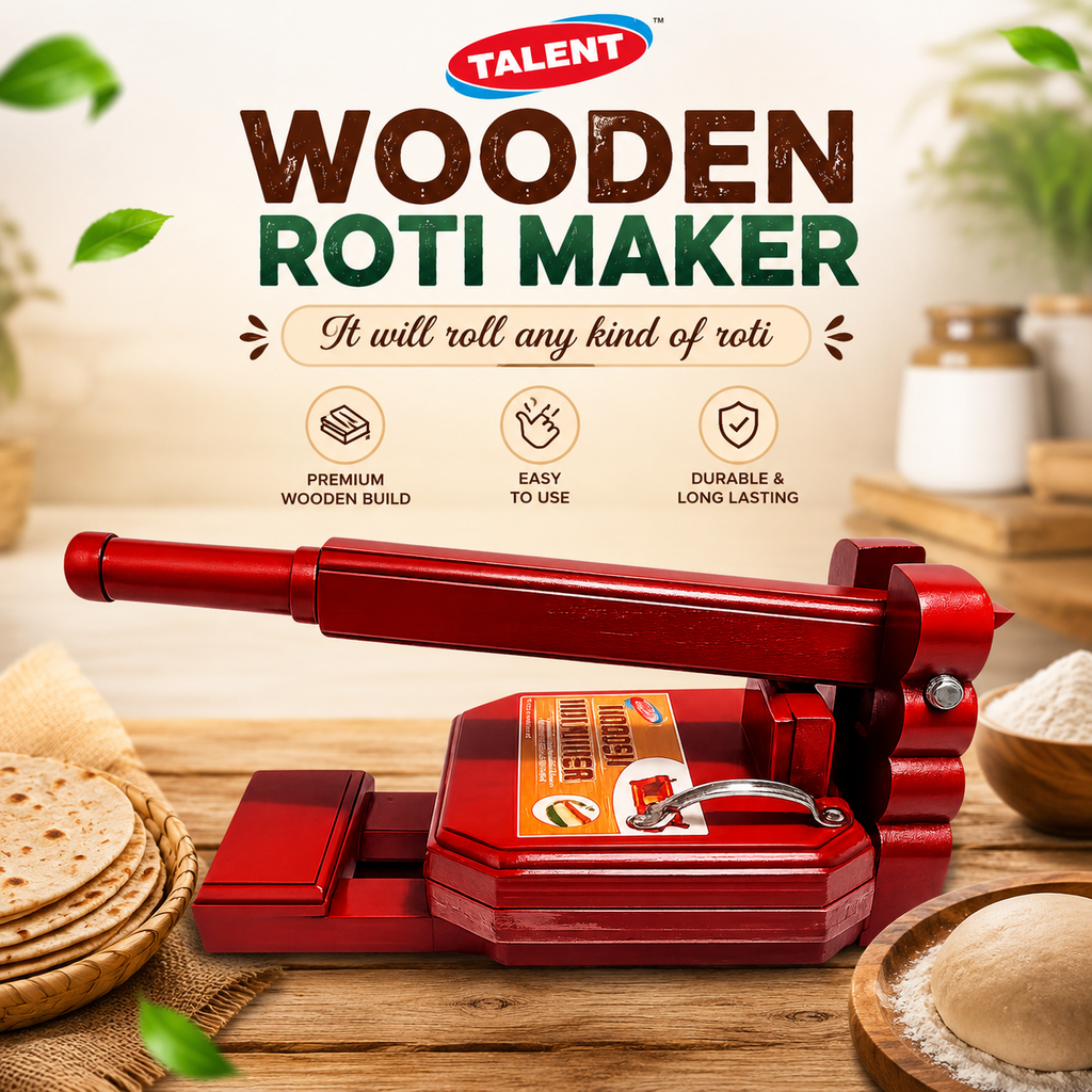 Wooden Roti Maker – Easy to roll roti - Use a drop of oil, the keep dough round in middle then press ,make kroti